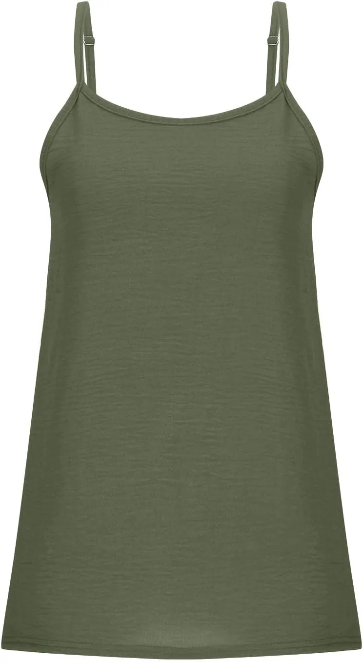 YRAETENM Womens Spaghetti Strap Tank Top Scoop Neck Sleeveless Camisole Tops Loose Fit Dressy Casual Shirts Summer Outfits