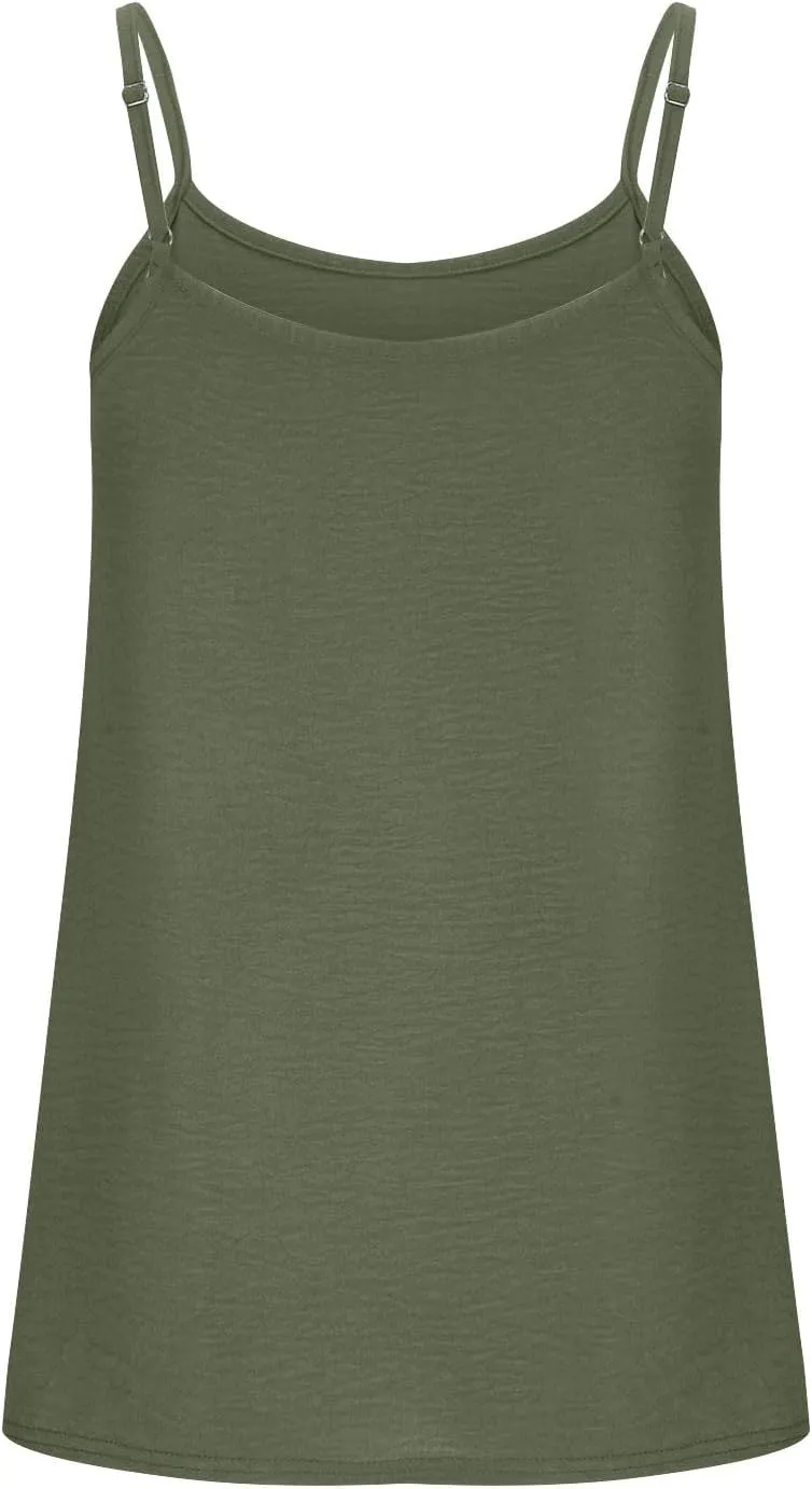 YRAETENM Womens Spaghetti Strap Tank Top Scoop Neck Sleeveless Camisole Tops Loose Fit Dressy Casual Shirts Summer Outfits