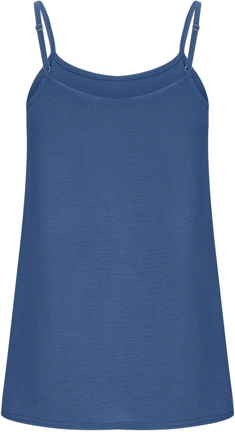 YRAETENM Womens Spaghetti Strap Tank Top Scoop Neck Sleeveless Camisole Tops Loose Fit Dressy Casual Shirts Summer Outfits