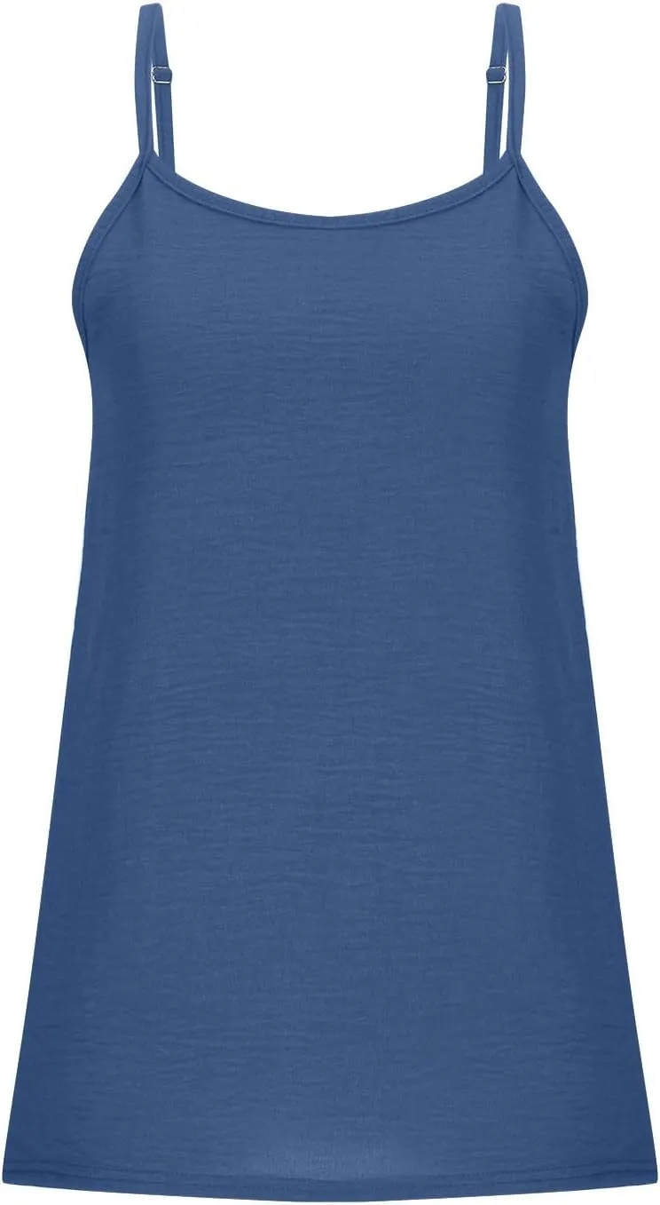 YRAETENM Womens Spaghetti Strap Tank Top Scoop Neck Sleeveless Camisole Tops Loose Fit Dressy Casual Shirts Summer Outfits