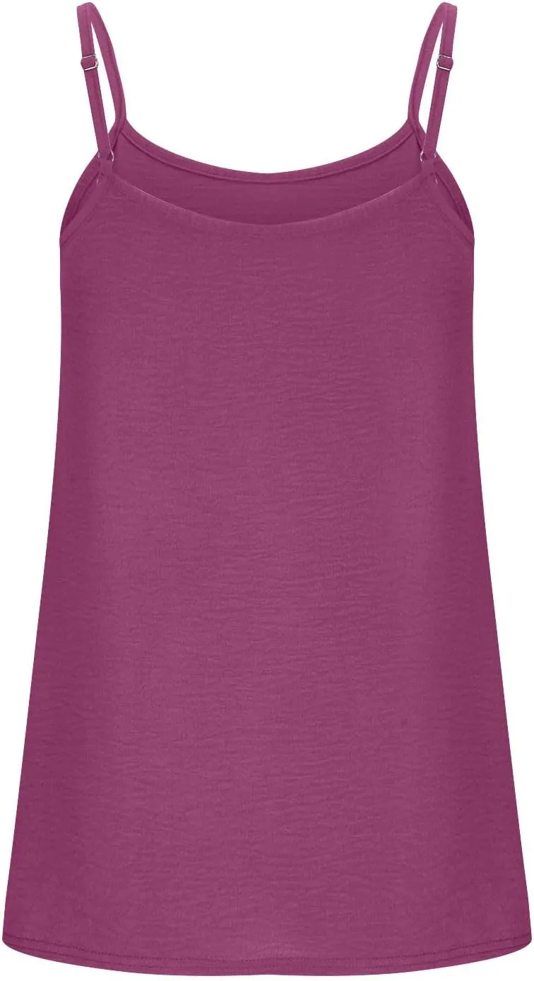 YRAETENM Womens Spaghetti Strap Tank Top Scoop Neck Sleeveless Camisole Tops Loose Fit Dressy Casual Shirts Summer Outfits