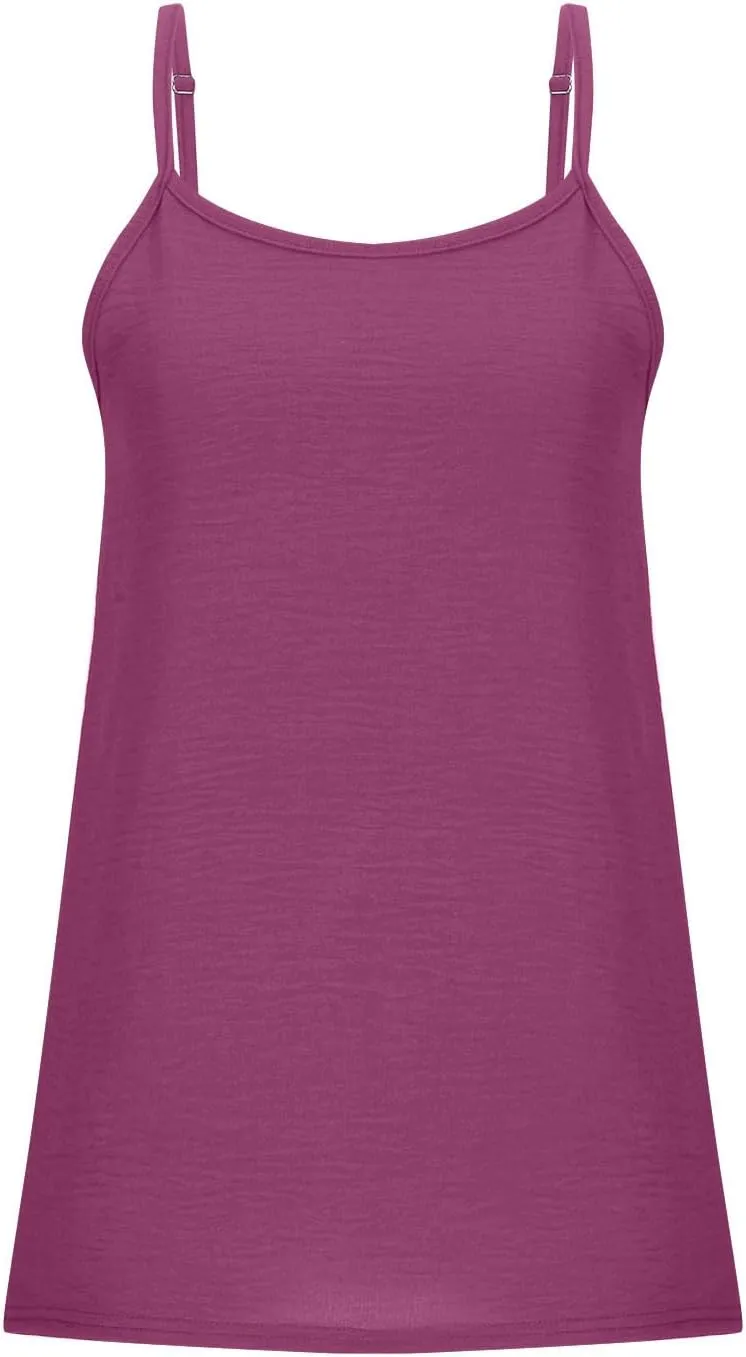 YRAETENM Womens Spaghetti Strap Tank Top Scoop Neck Sleeveless Camisole Tops Loose Fit Dressy Casual Shirts Summer Outfits