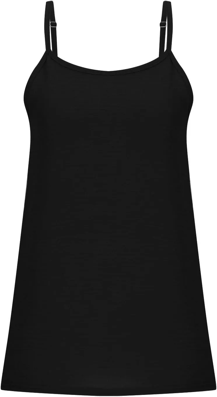YRAETENM Womens Spaghetti Strap Tank Top Scoop Neck Sleeveless Camisole Tops Loose Fit Dressy Casual Shirts Summer Outfits