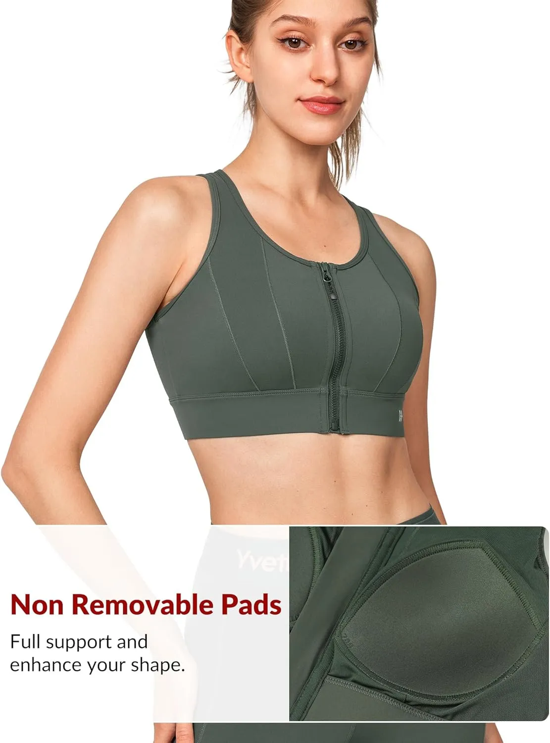 Yvette Front Closure Sports Bras for Women High Support Large Bust Supportive Sports Bra High Impact for Running