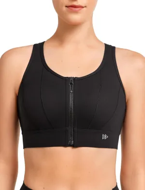 Yvette Front Closure Sports Bras for Women High Support Large Bust Supportive Sports Bra High Impact for Running