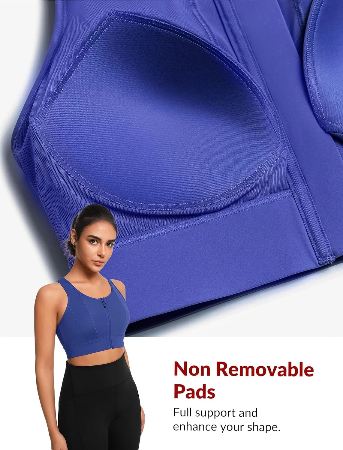 Yvette Front Closure Sports Bras for Women High Support Large Bust Supportive Sports Bra High Impact for Running