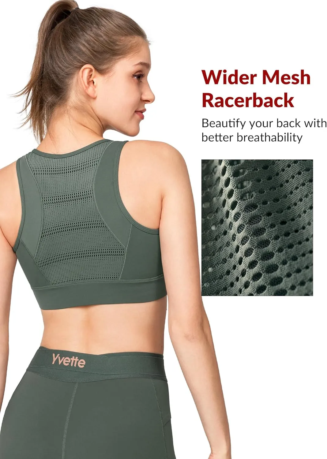 Yvette Front Closure Sports Bras for Women High Support Large Bust Supportive Sports Bra High Impact for Running