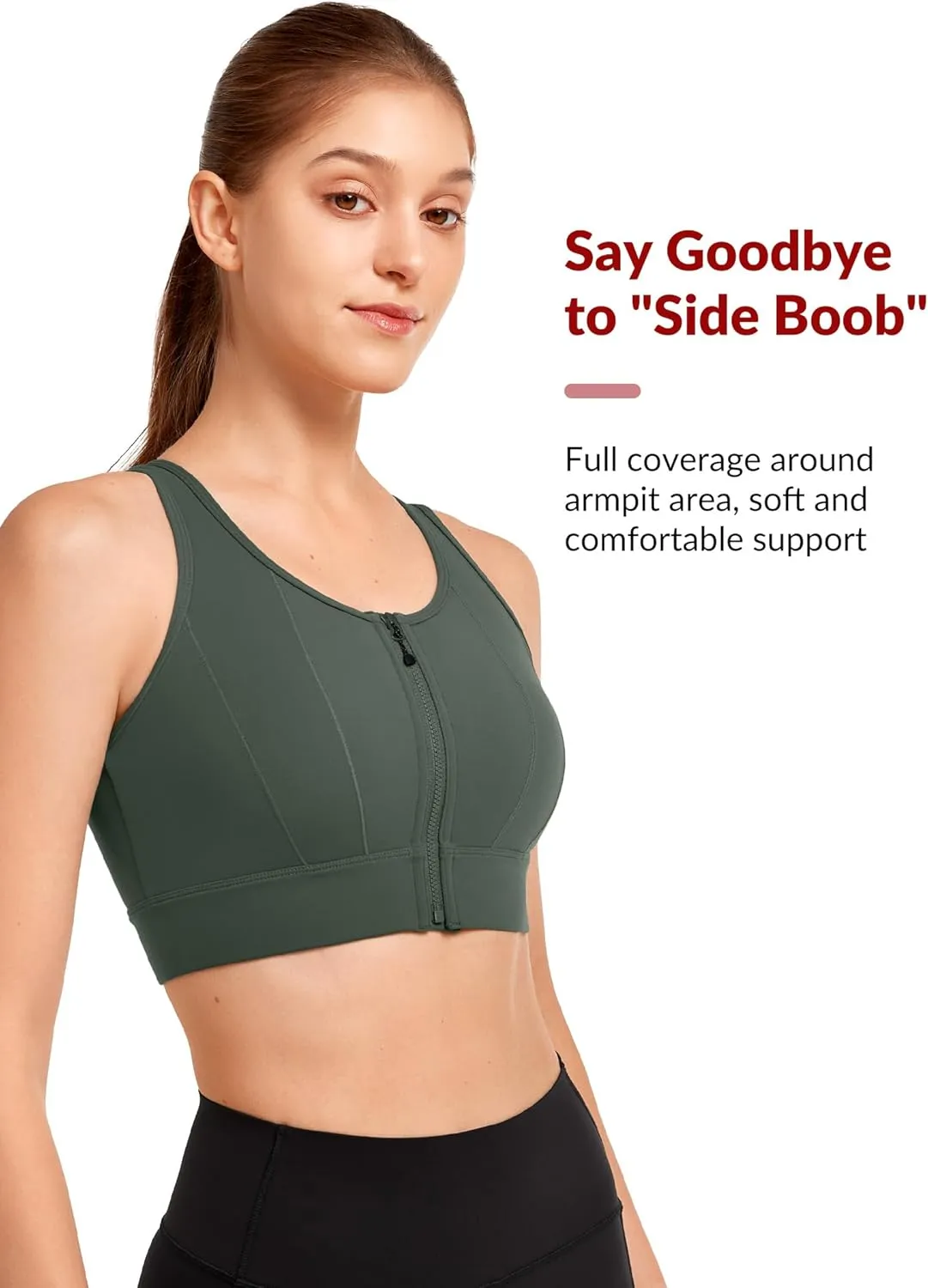 Yvette Front Closure Sports Bras for Women High Support Large Bust Supportive Sports Bra High Impact for Running
