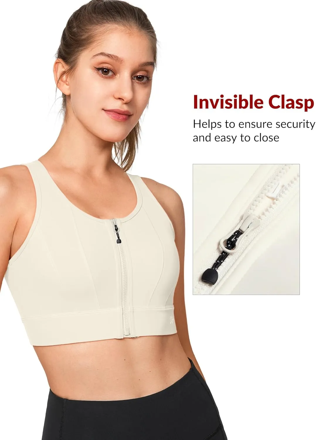 Yvette Front Closure Sports Bras for Women High Support Large Bust Supportive Sports Bra High Impact for Running