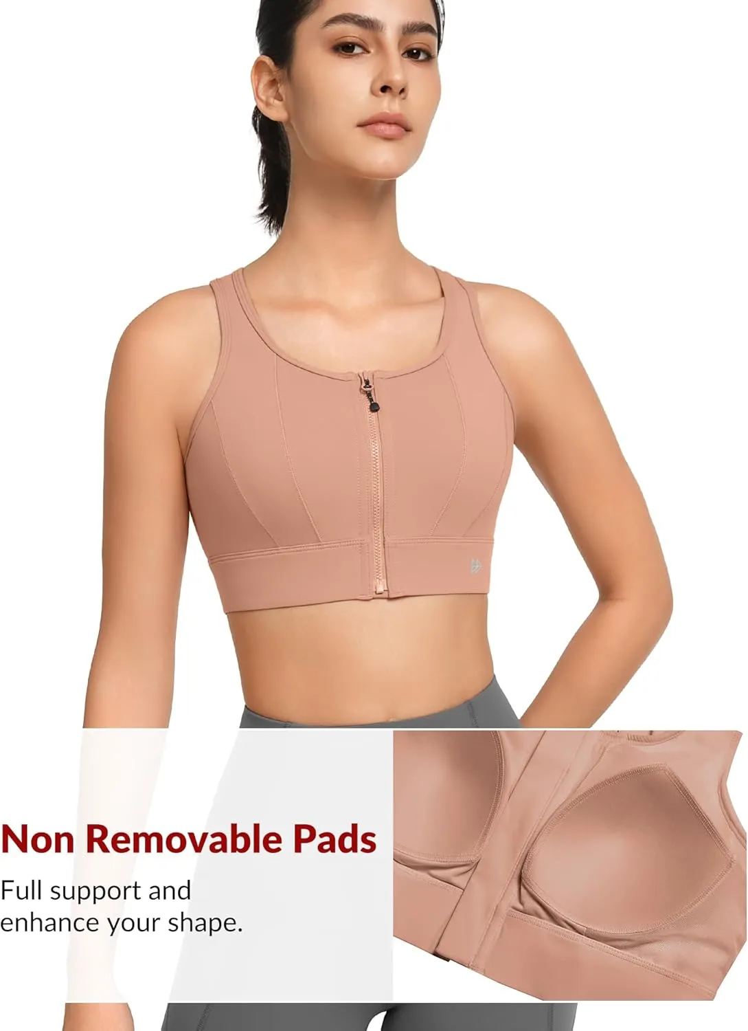 Yvette Front Closure Sports Bras for Women High Support Large Bust Supportive Sports Bra High Impact for Running