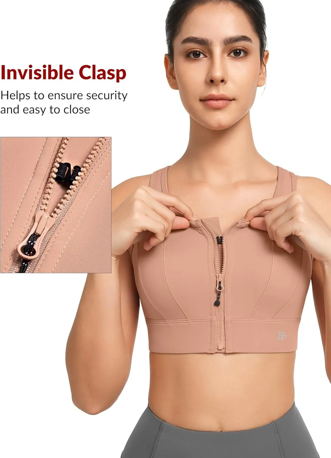 Yvette Front Closure Sports Bras for Women High Support Large Bust Supportive Sports Bra High Impact for Running