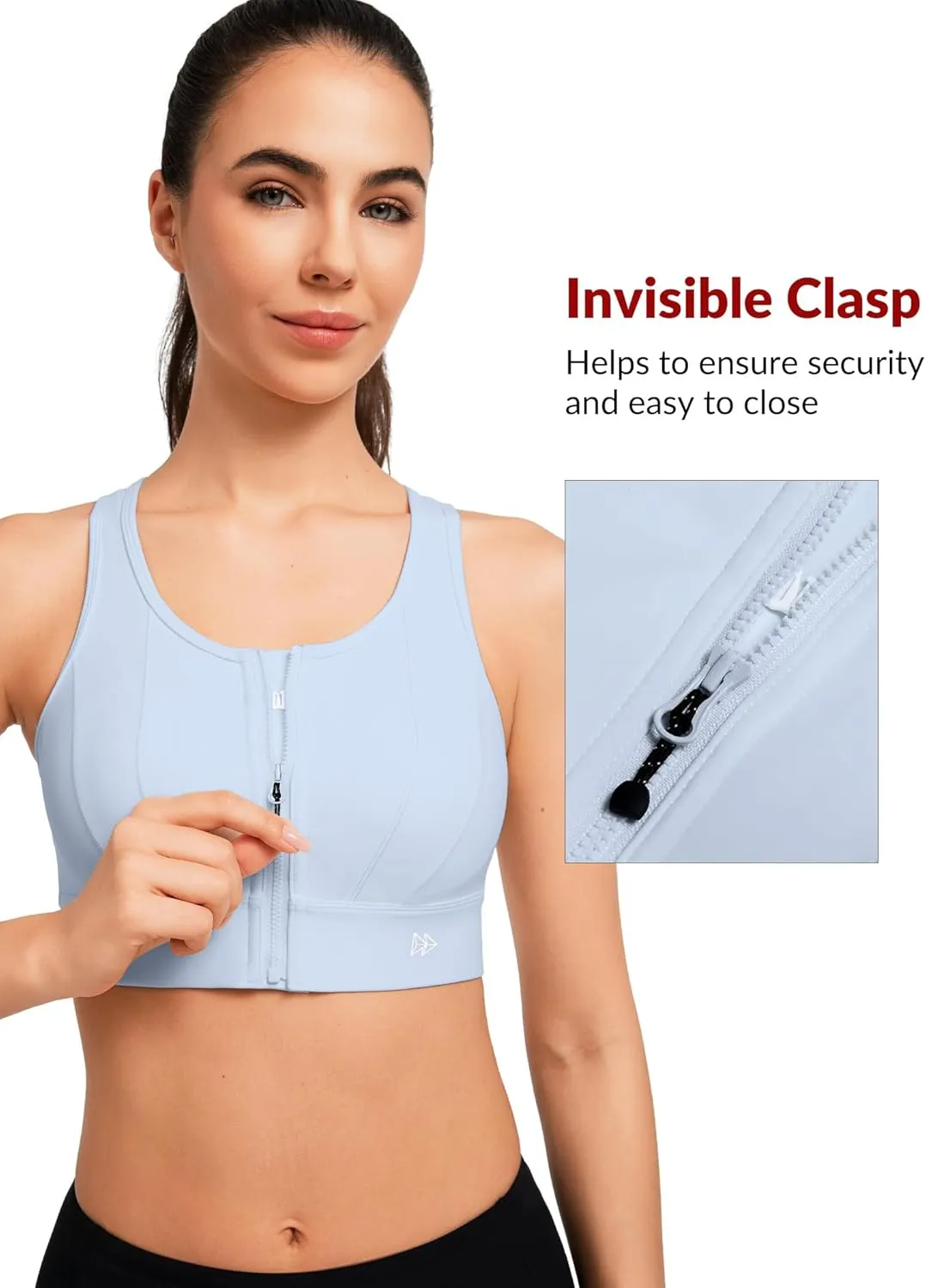 Yvette Front Closure Sports Bras for Women High Support Large Bust Supportive Sports Bra High Impact for Running