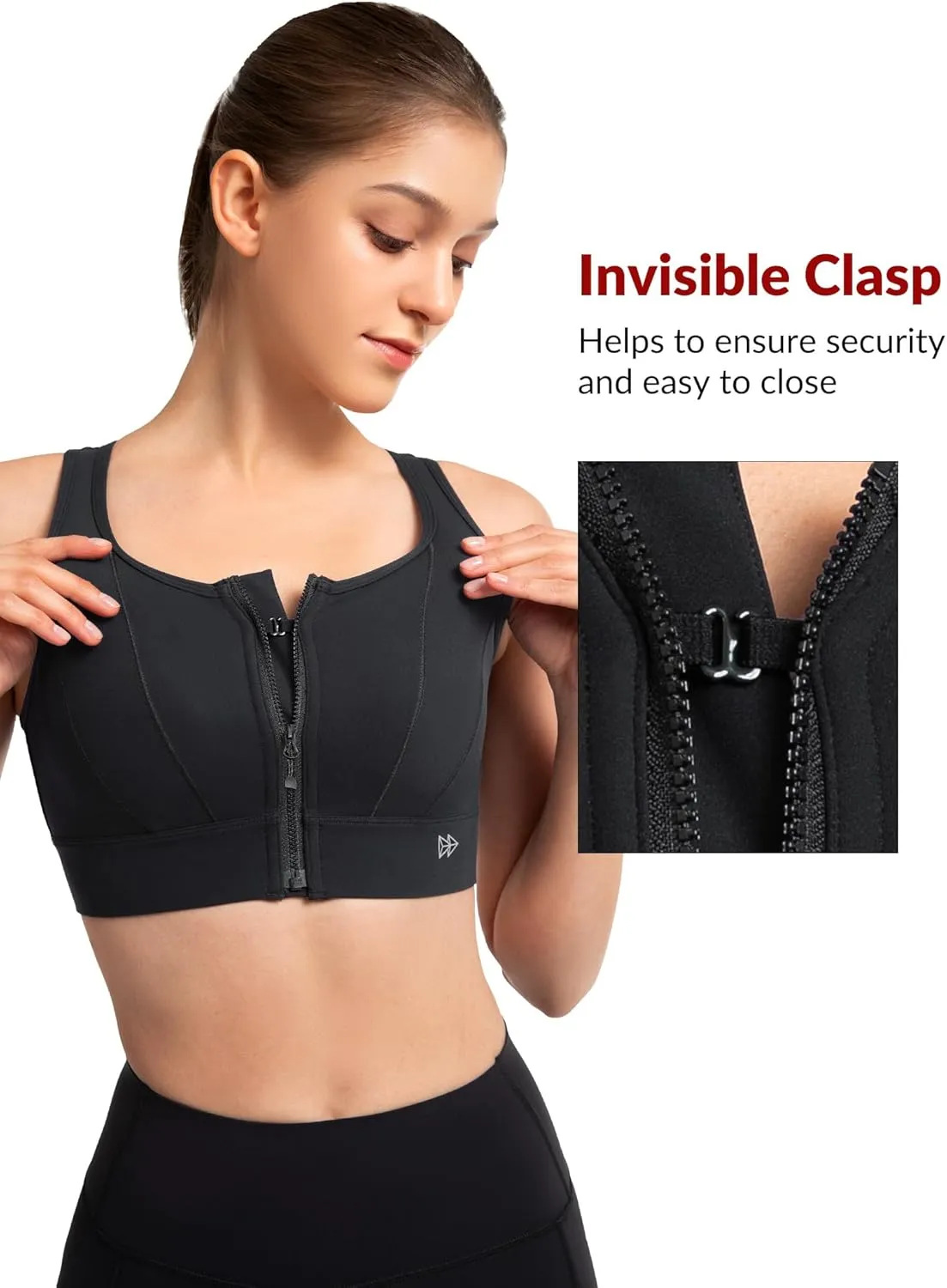 Yvette Front Closure Sports Bras for Women High Support Large Bust Supportive Sports Bra High Impact for Running