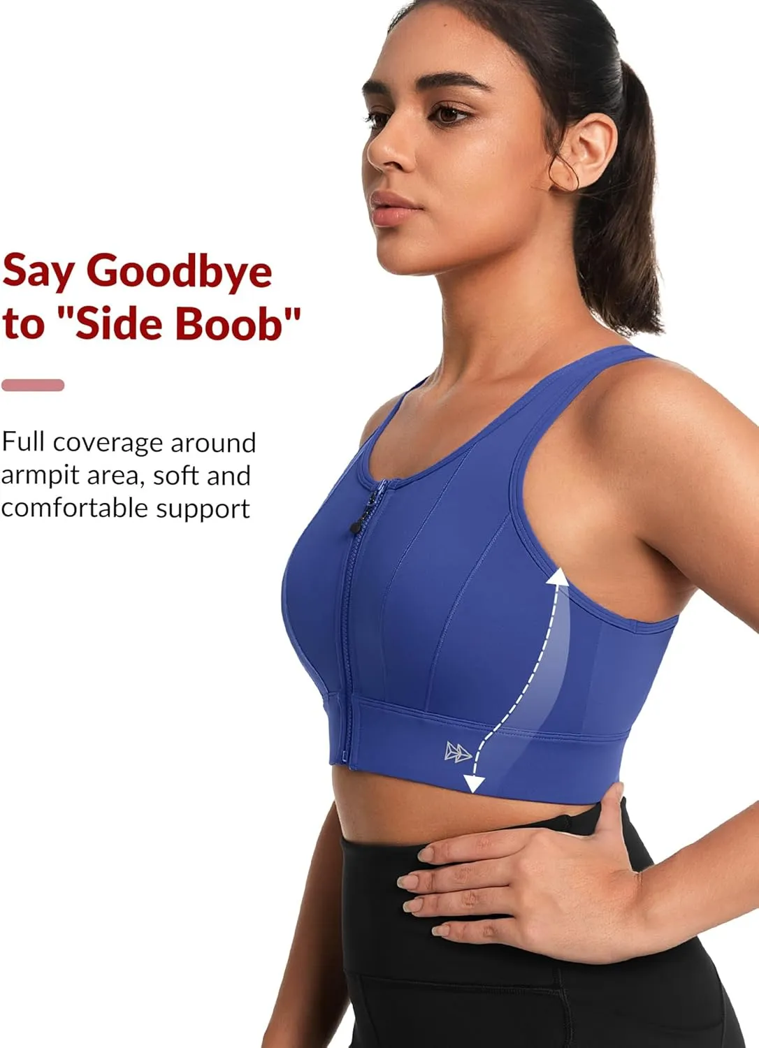 Yvette Front Closure Sports Bras for Women High Support Large Bust Supportive Sports Bra High Impact for Running