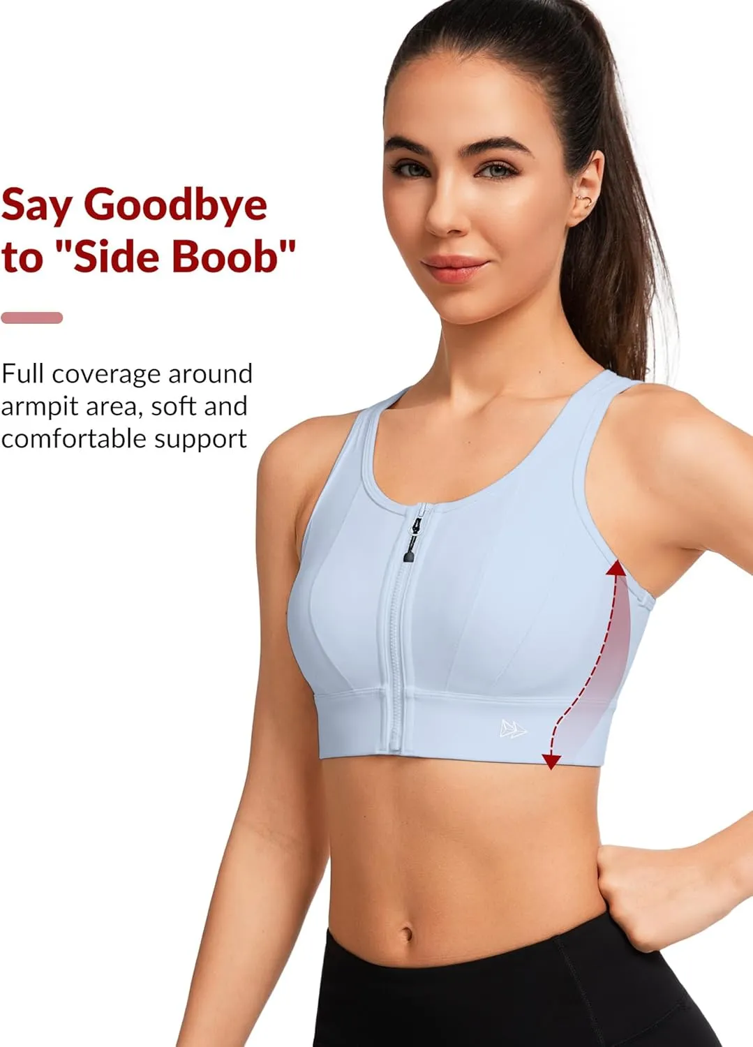 Yvette Front Closure Sports Bras for Women High Support Large Bust Supportive Sports Bra High Impact for Running