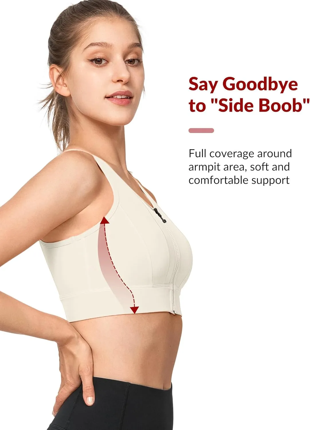 Yvette Front Closure Sports Bras for Women High Support Large Bust Supportive Sports Bra High Impact for Running