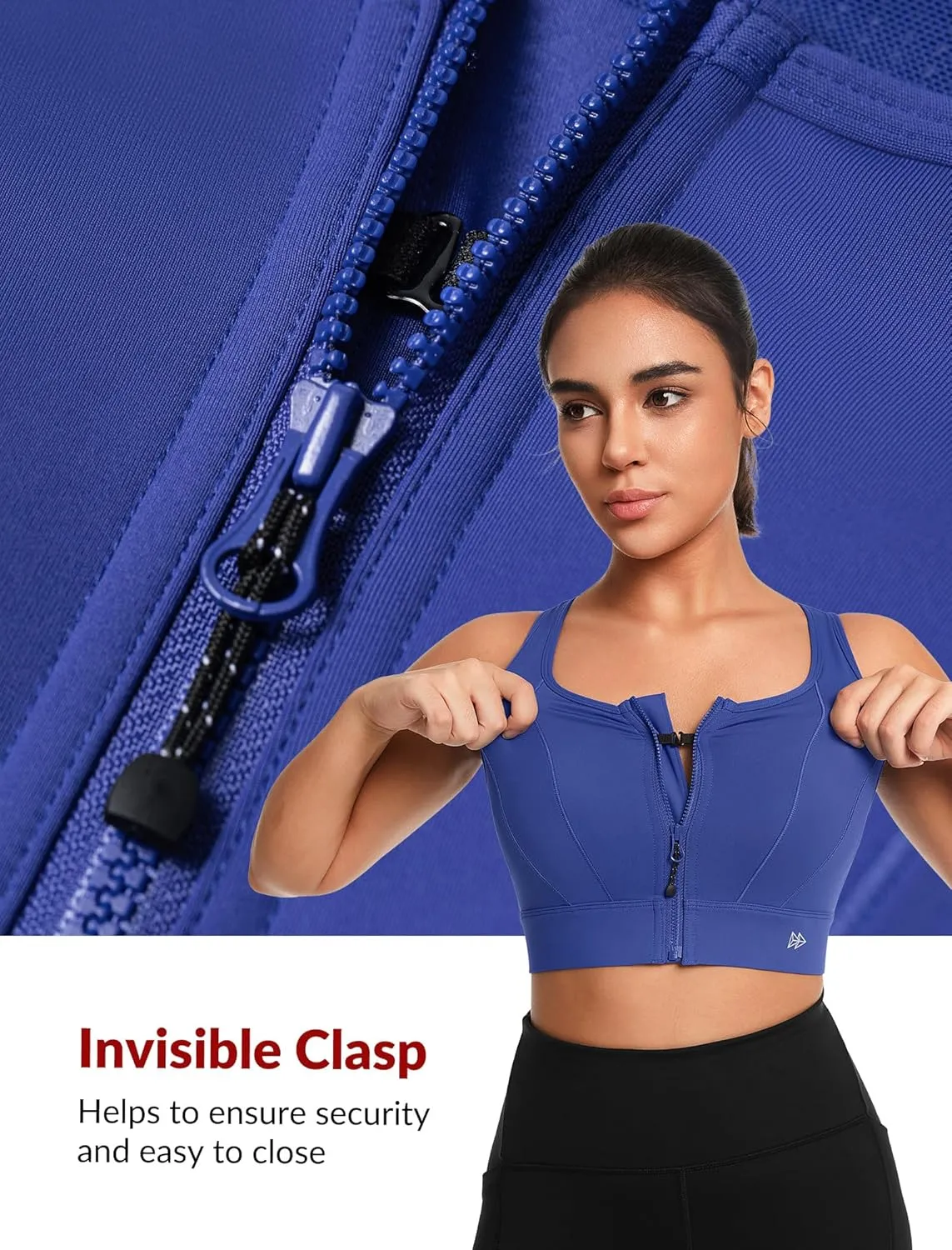 Yvette Front Closure Sports Bras for Women High Support Large Bust Supportive Sports Bra High Impact for Running
