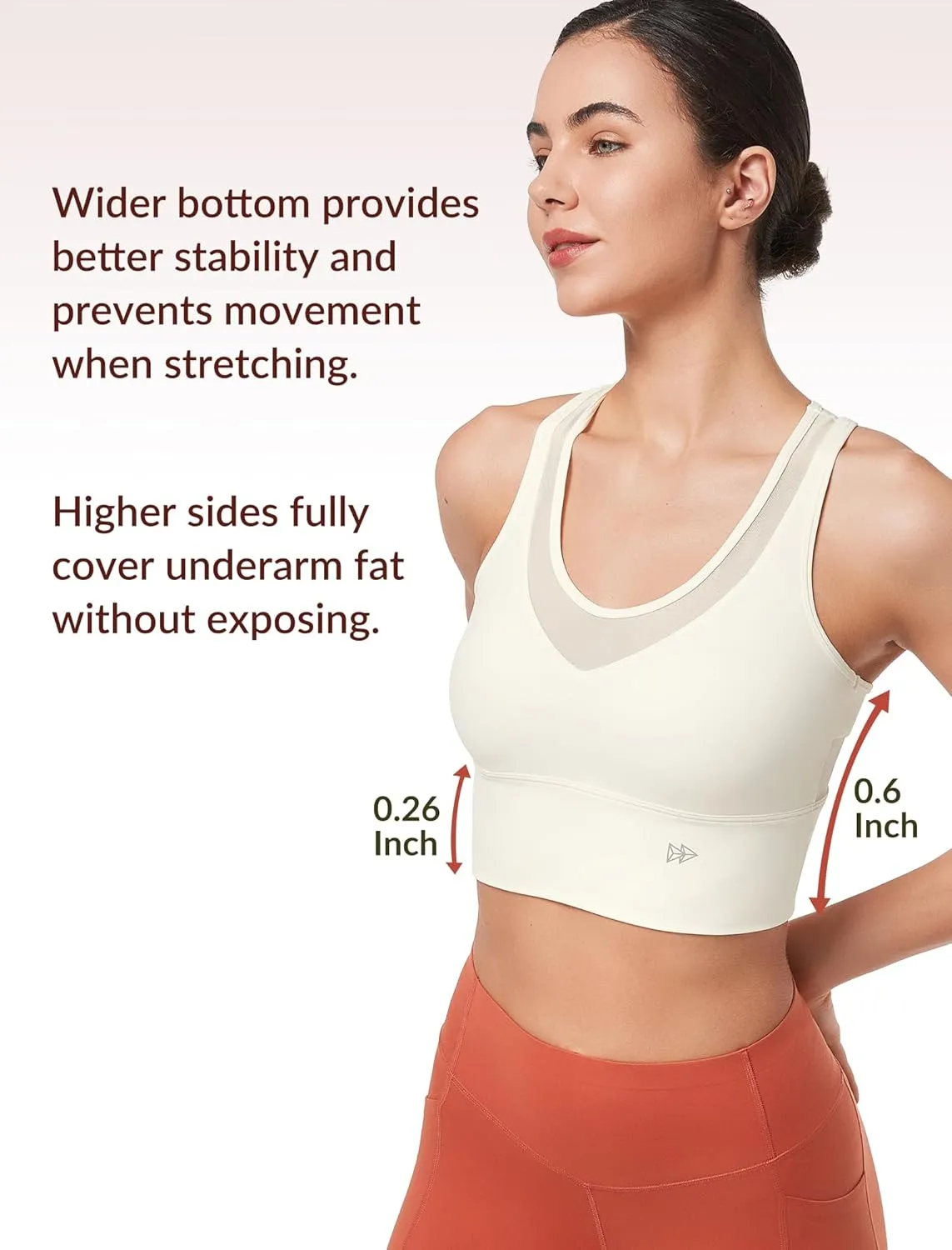 Yvette Mesh Desin Sports Bras for Women Wide Sides Racerback V Neck Yoga Bras Tank Top