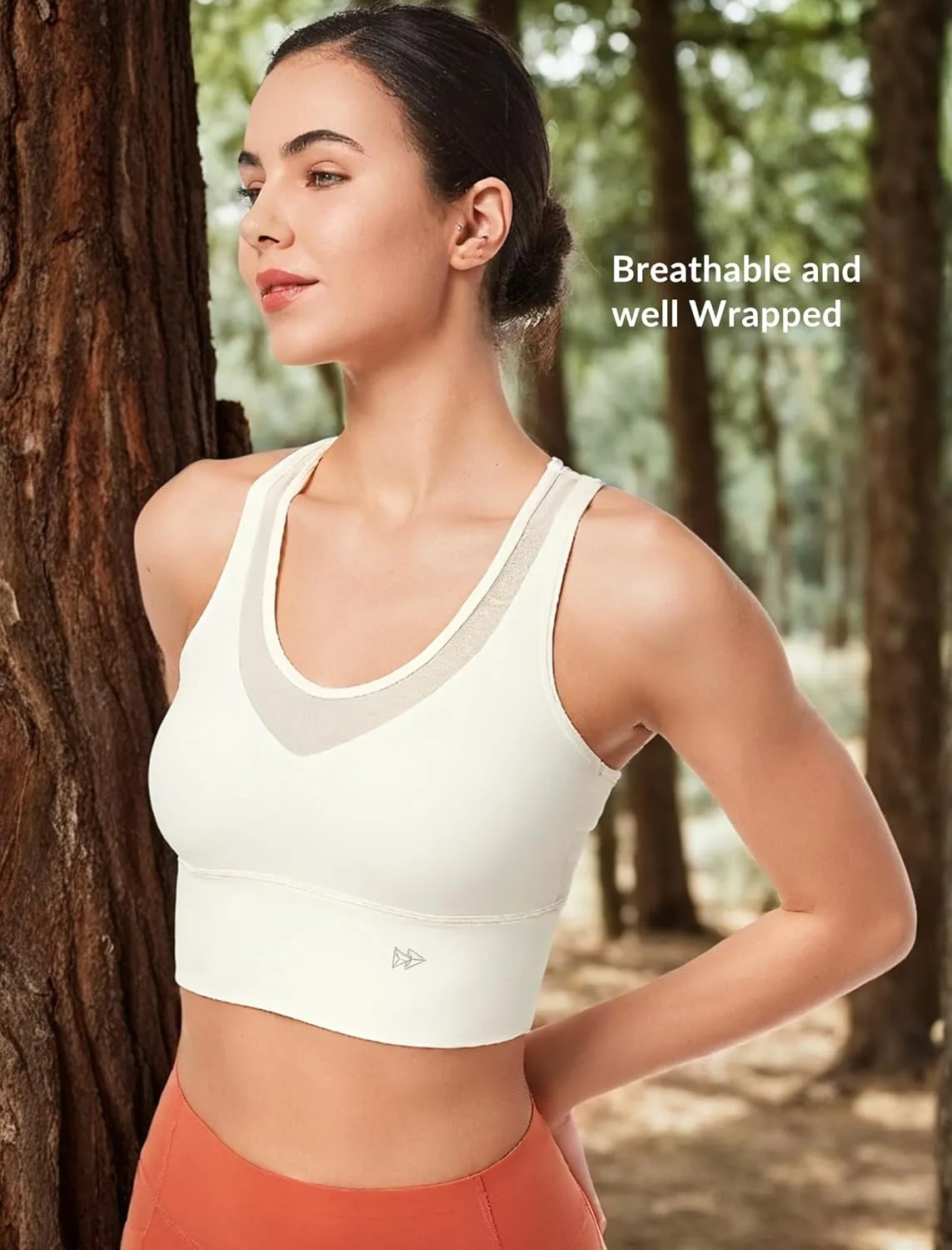 Yvette Mesh Desin Sports Bras for Women Wide Sides Racerback V Neck Yoga Bras Tank Top
