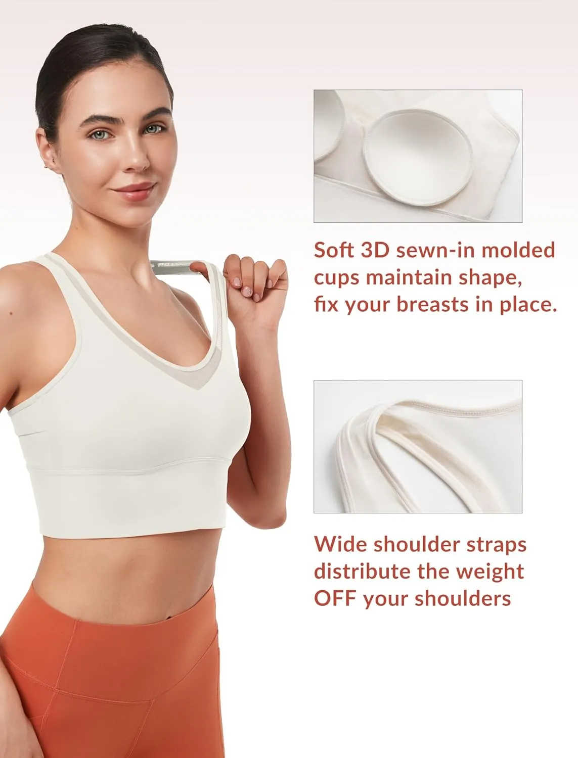 Yvette Mesh Desin Sports Bras for Women Wide Sides Racerback V Neck Yoga Bras Tank Top