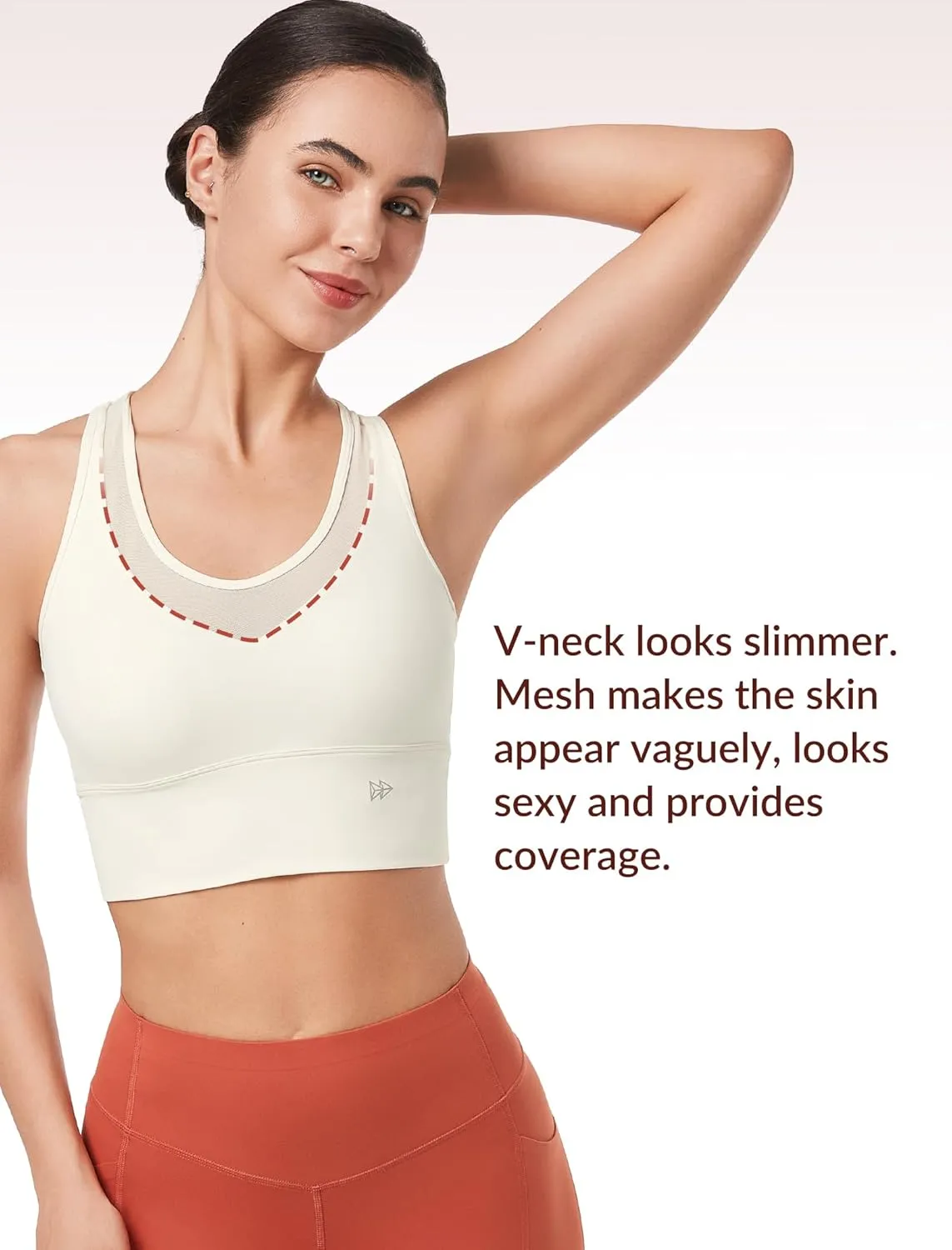 Yvette Mesh Desin Sports Bras for Women Wide Sides Racerback V Neck Yoga Bras Tank Top